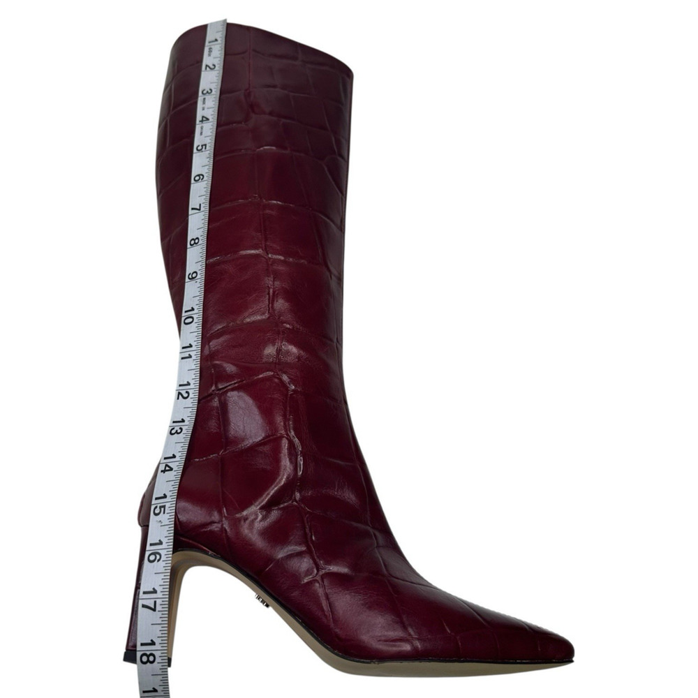 Sam Edelman Sylvia 2 Knee-High Boots French Merlot Croco Leather Size 6.5M New - Picture 6 of 10